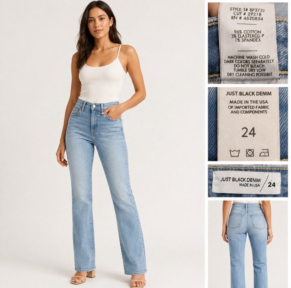Just Black Denim High Rise Light Wash Straight Leg Jeans Women’s Size 24 USA